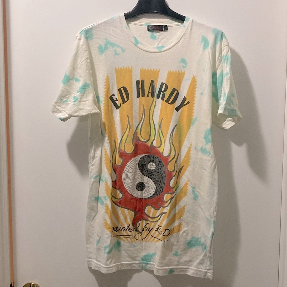 Ed Hardy 100% cotton Men’s tie dye Tshirt with yin yang